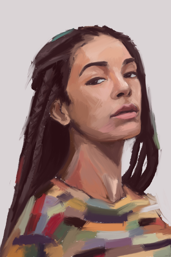 Digital portrait of woman with dreads