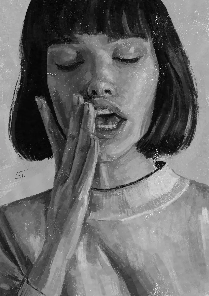 Black and white portrait of woman