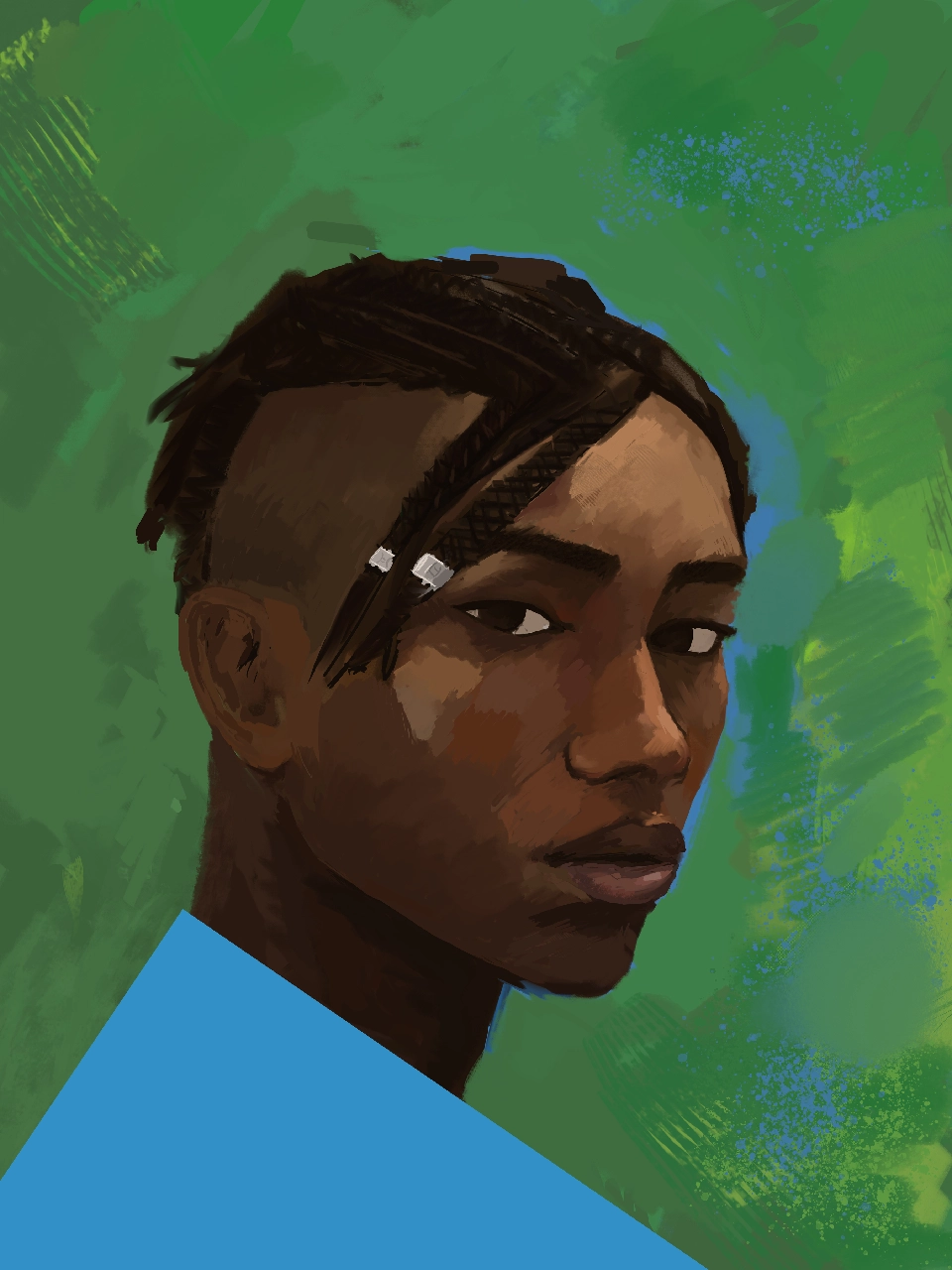 Digital portrait with green background